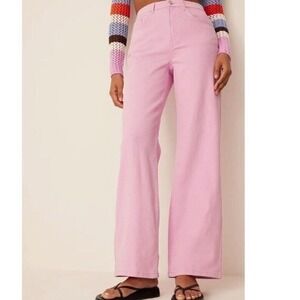 ROMEE STRIJD X NA-KD High Waisted Wide Leg Denim In Light Pink Size 6 (36)